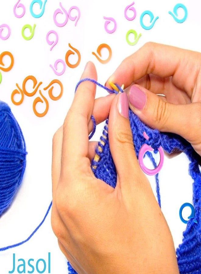 Jasol 24pcs Knitting Stitch Markers 12 Large + 12 Small Plastic Crochet Stitch Markers Knitting Stitch Rings for Sewing Knitting DIY and Handmade Crafts (Random Colors) - Image 3